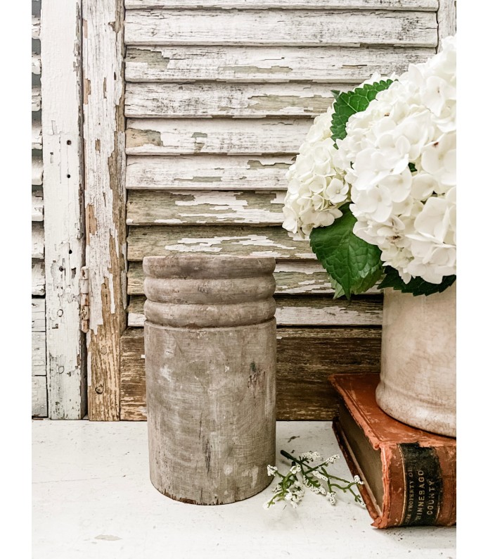 Vintage Architectural Salvage, Grey/Weathered Wood Solid Column Piece,  7