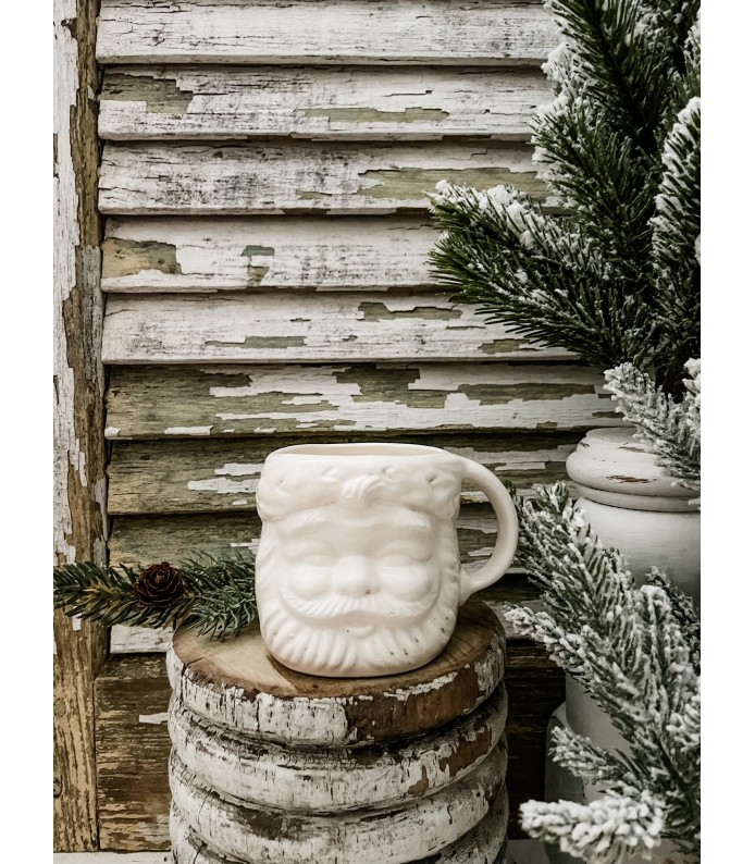 Vintage Brinn's White Santa Mug - Cleaner White, Stamped - LTD 