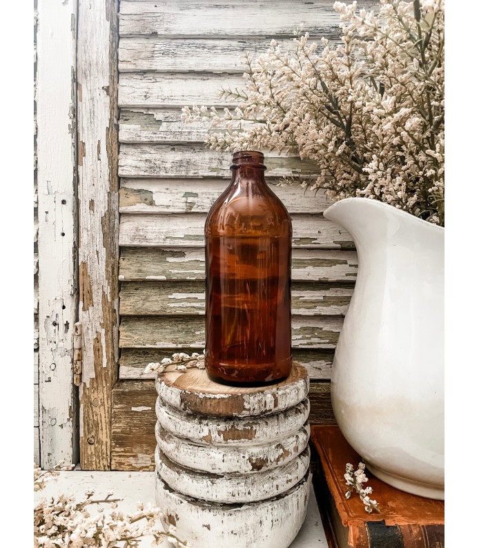 Antique/Vintage Amber Glass Apothecary Bottle